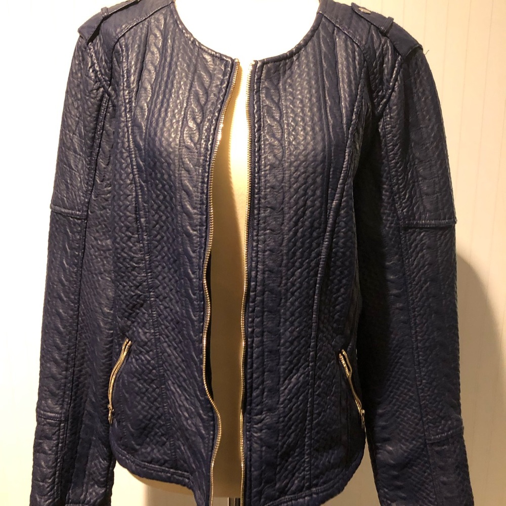NWT New York & Co Navy Faux Leather Jacket